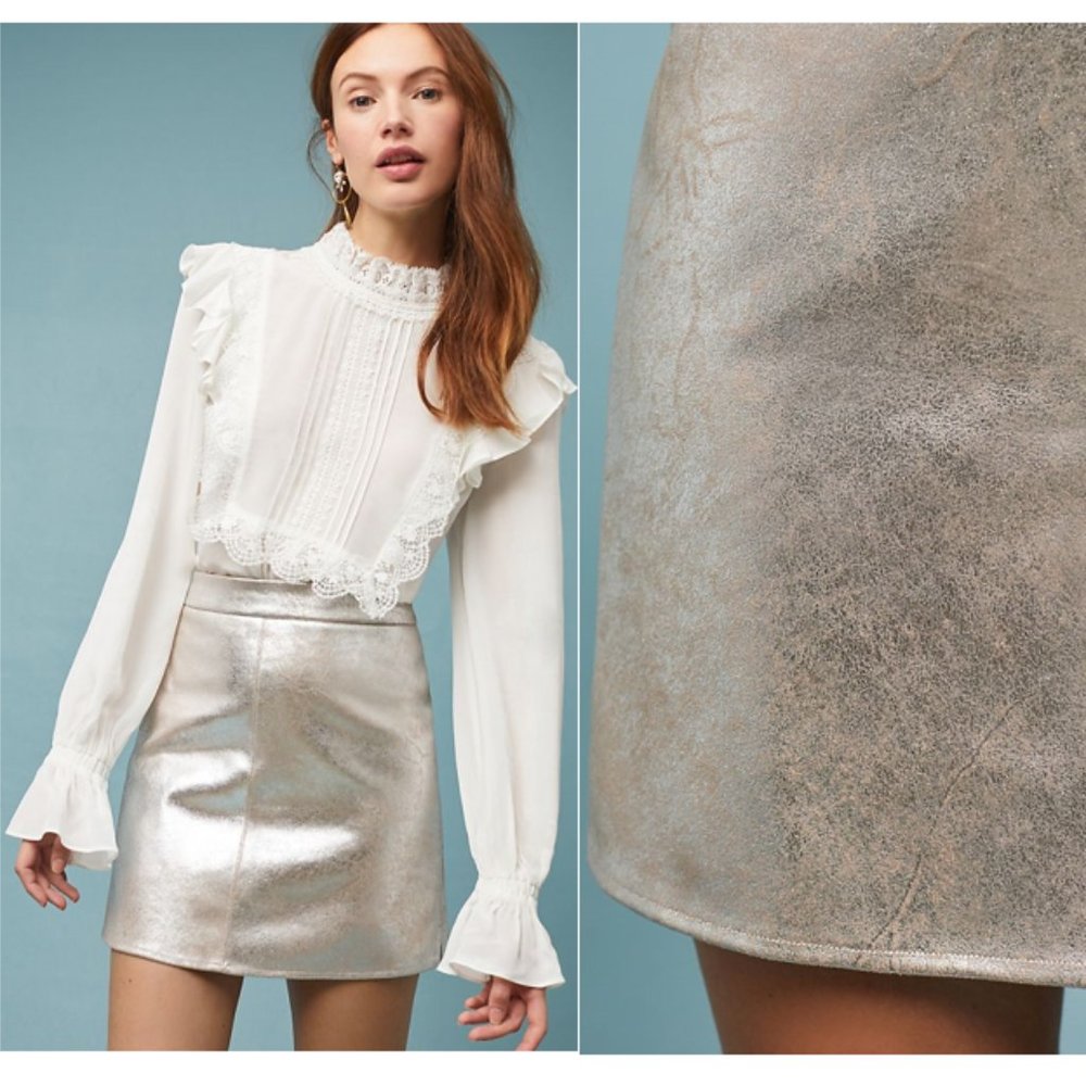 Anthropologie Keller Faux Leather Mini Skirt